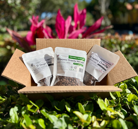 Coffee samples box 3-pack, whole beans, Specialty 100% Arabica Colombia, single origin, medium roast, natural and honey anaerobic, try'em all!