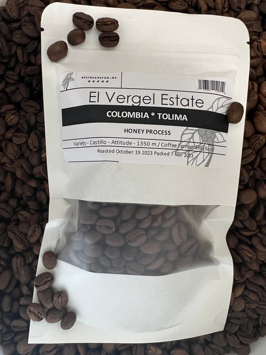 Sample Pack 3oz of El Vergel Estate Honey Process Anaerobic Speciality Coffee Colombia 3oz